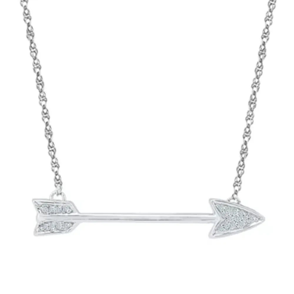 Womens Diamond Accent Mined White Diamond Sterling Silver Arrow Pendant Necklace