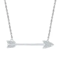 Womens Diamond Accent Mined White Diamond Sterling Silver Arrow Pendant Necklace