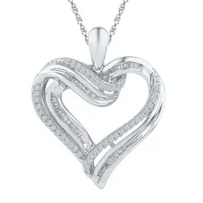 Womens / CT. T.W. Mined White Diamond Sterling Silver Heart Pendant Necklace