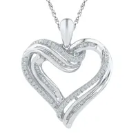 Womens / CT. T.W. Mined White Diamond Sterling Silver Heart Pendant Necklace