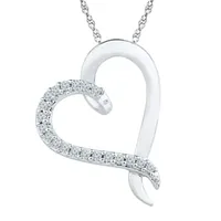 Womens 1/ CT. T.W. Natural White Diamond Sterling Silver Pendant Necklace