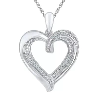Womens Diamond Accent Natural Diamond Sterling Silver Heart Pendant Necklaces