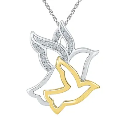 "Mother And Daughter" Dove Womens Diamond Accent Natural White Diamond 10K Gold Over Silver Pendant Necklaces