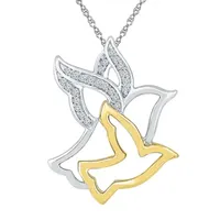 "Mother And Daughter" Dove Womens Diamond Accent Natural Diamond White Diamond 10K Gold Over Silver Pendant Necklace