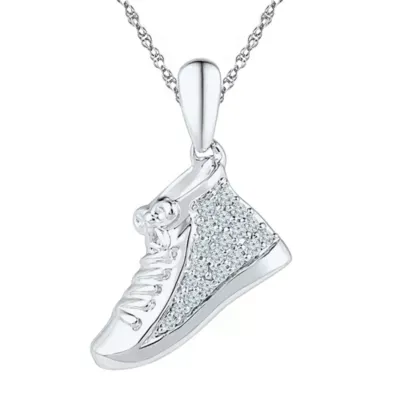 Sneaker Womens 1/6 CT. T.W. Natural White Diamond Sterling Silver Pendant Necklaces