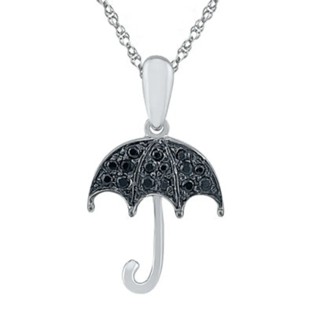 Umbrella Womens 1/10 CT. T.W. Natural Black Diamond Sterling Silver 18 Inch Pendant Necklace
