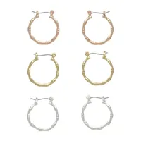 Mixit Hypoallergenic Tri Tone 3 Pair Hoop Earrings