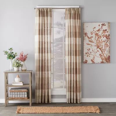 Saturday Knight Aiden Plaid Light-Filtering Rod Pocket Single Curtain Panel