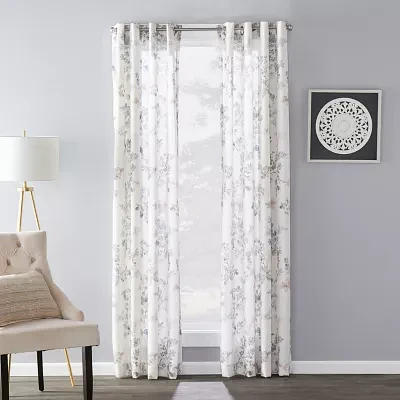 Sunsafe Refresh Floral Light-Filtering Grommet Top Single Curtain Panel