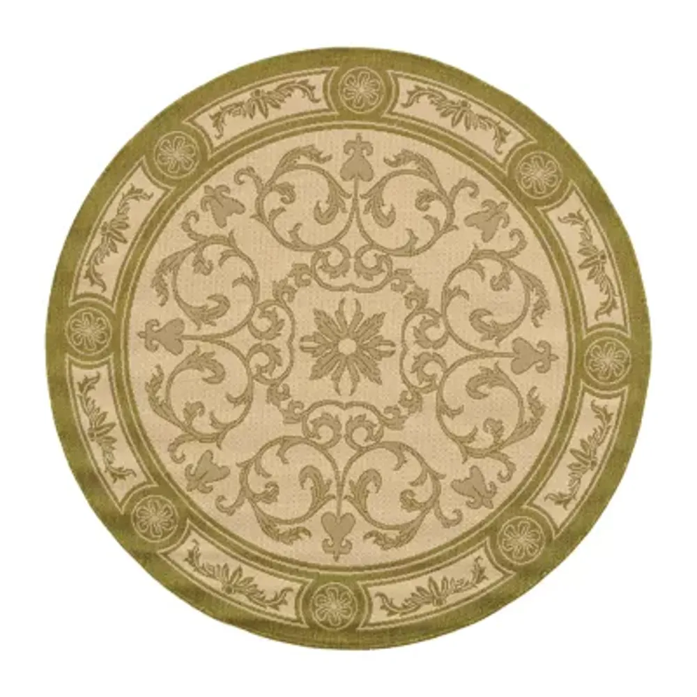 Safavieh Courtyard Collection Miah Floral Indoor/Outdoor Round Area Rug