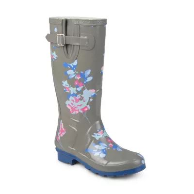 Journee Collection Womens Mist Water Resistant Block Heel Rain Boots