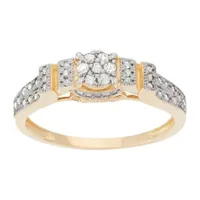 Womens 1/ CT. T.W. Natural White Diamond 10K Gold Cocktail Ring