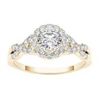 14K Yellow Gold 1 CT Round Natural Diamond Ring