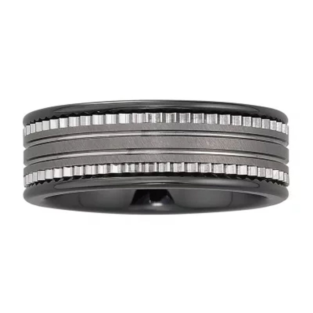 Mens 7.5mm Ceramic & Stainless Steel Band