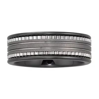 Mens 7.5mm Ceramic & Stainless Steel Band