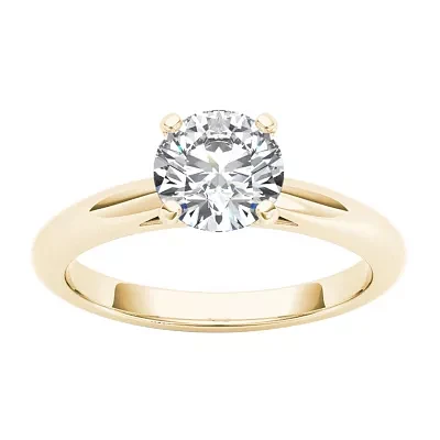 Womens 1 CT. Natural White Diamond 14K Gold Round Solitaire Engagement Ring