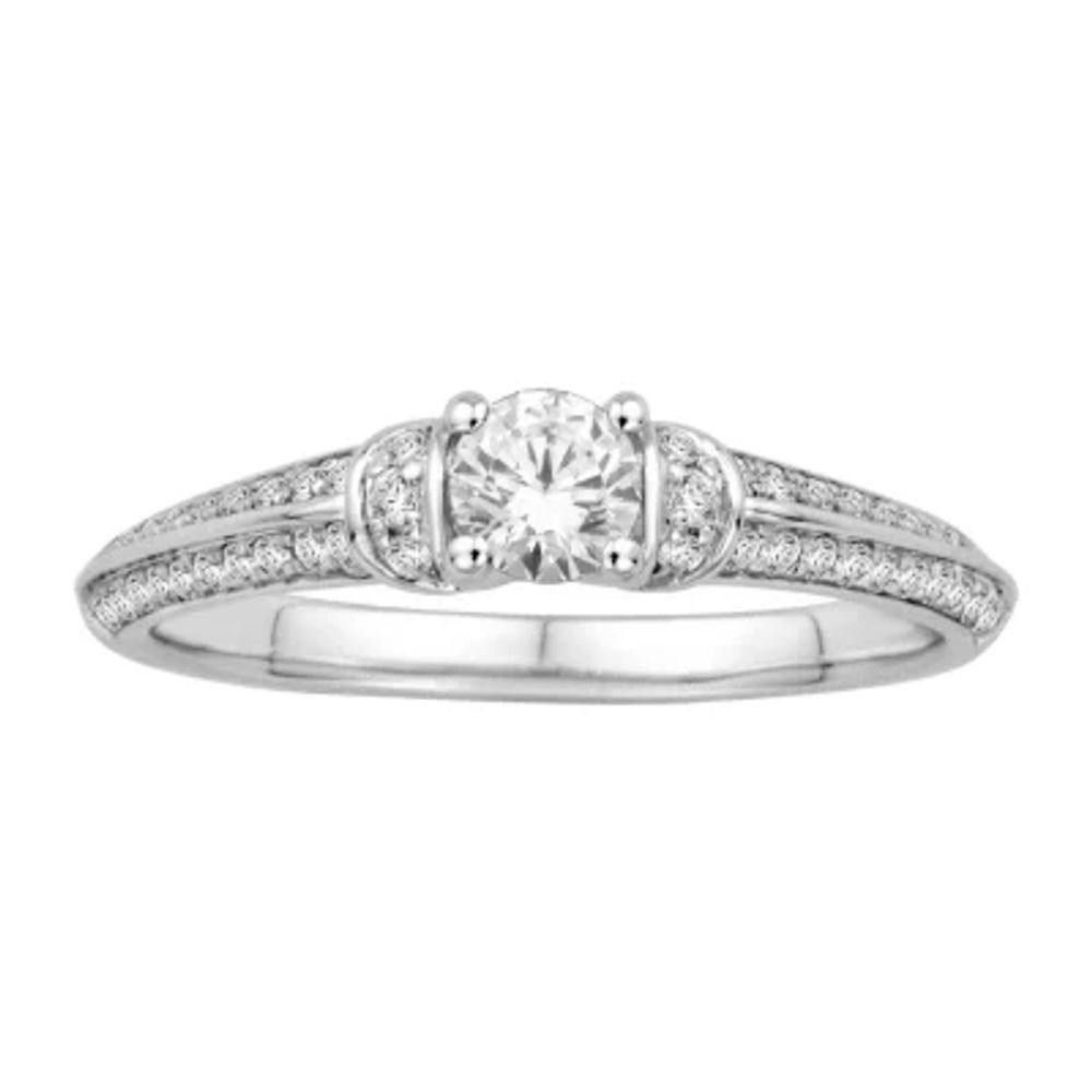 1/2 CT.T.W. Natural Diamond 14K White Gold Engagement Ring