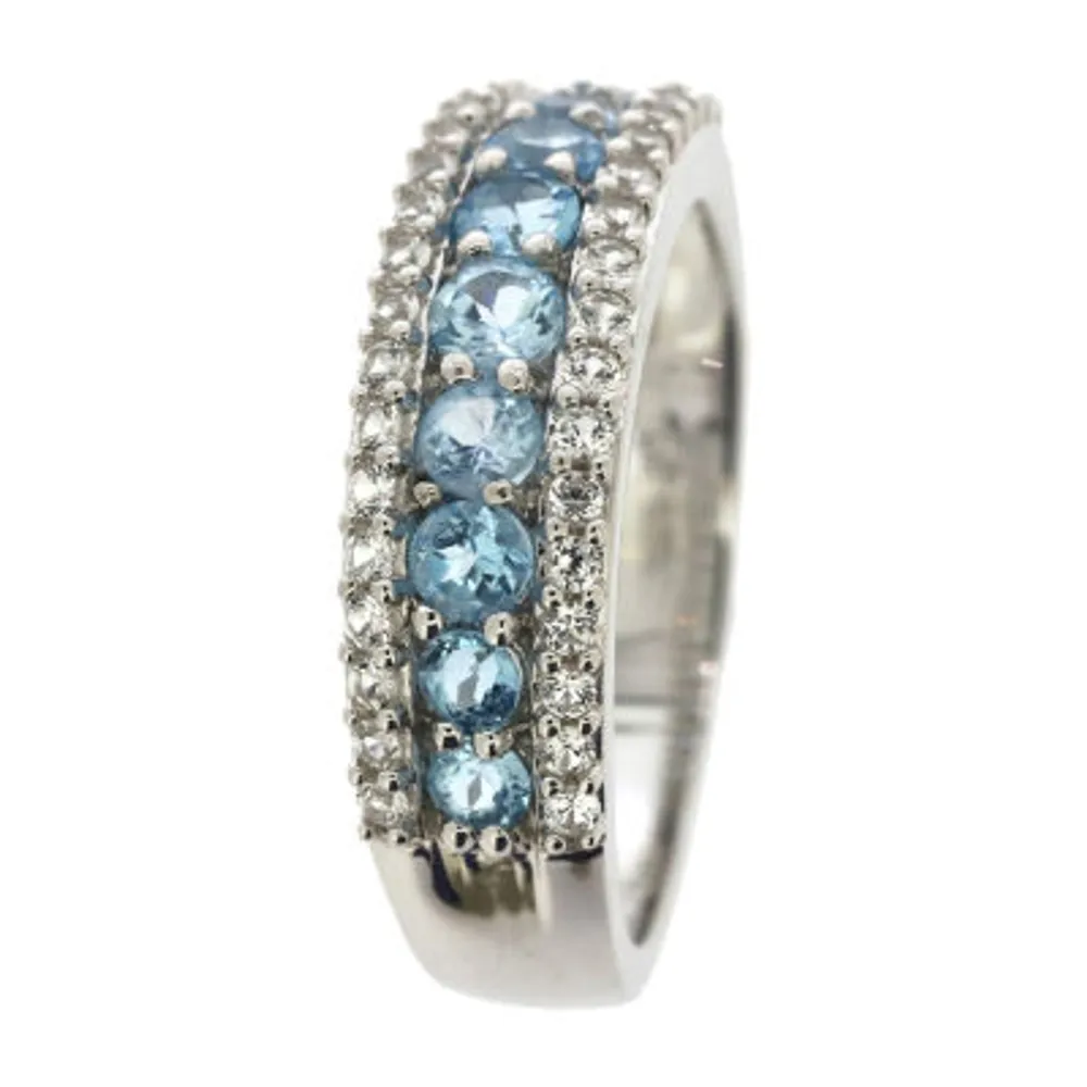 Genuine Blue Topaz Sterling Silver Band