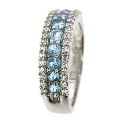 Genuine Blue Topaz Sterling Silver Band