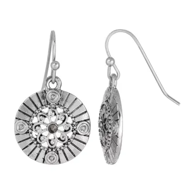 1928 Silver Tone Crystal Drop Earrings