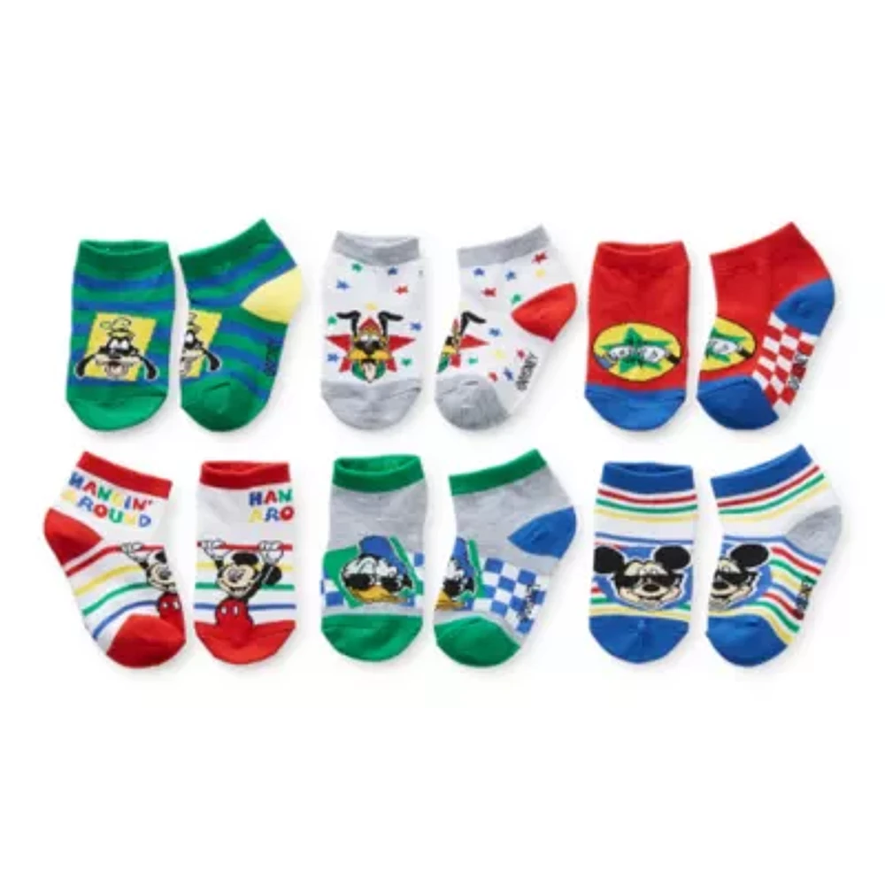 Toddler Boys 6 Pair Mickey and Friends Mickey Mouse Quarter Ankle Socks