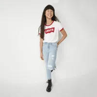 Levi's Big Girls Retro Ringer Tee Round Neck Short Sleeve Graphic T-Shirt