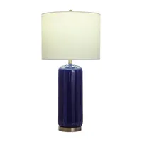 Collective Design By Stylecraft Navy Cylinder Ceramic Table Lamp