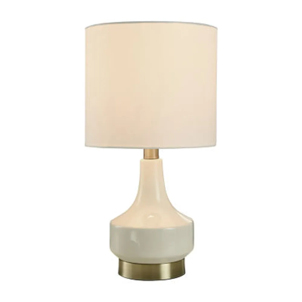 Collective Design By Stylecraft Ivory Gourd With Brass Table Lamp