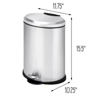 Honey-Can-Do Silver Stainless Steel 12l Oval Step Trash Can