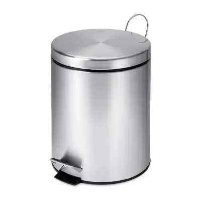 Honey-Can-Do Silver 5l Stainless Steel Round Step Trash Can