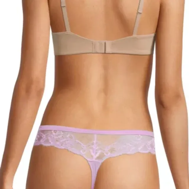 Ambrielle Satin With Lace Thong Panty