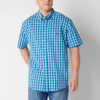 U.S. Polo Assn. Big and Tall Mens Classic Fit Short Sleeve Plaid Button-Down Shirt