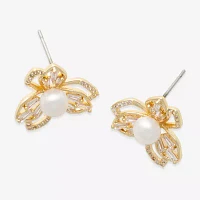 Mixit Gold Tone Simulated Pearl 5mm Flower Stud Earrings