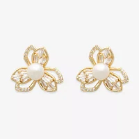 Mixit Gold Tone Simulated Pearl 5mm Flower Stud Earrings