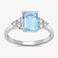 Simulated Blue Aquamarine Sterling Silver 3-pc. Jewelry Set
