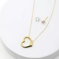 White Cubic Zirconia 10K Gold Heart 2-pc. Jewelry Set