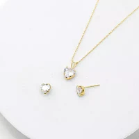 White Cubic Zirconia 10K Gold Heart 2-pc. Jewelry Set