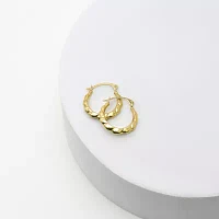 Small Scalloped Edge Hoop Earrings 10K Gold