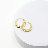 Croissant 10K Gold 21.1mm Round Hoop Earrings