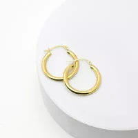 10K Gold 22mm Round Hoop Earrings