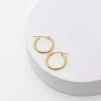 Diamond Cut Womens 14K Gold 18mm Hoop Earrings