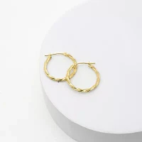 14K Gold Twisted Hoop Earrings