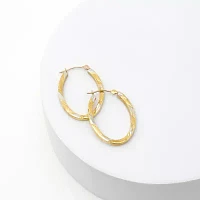 Two-Tone 14K Gold Oval Hoop Earrings