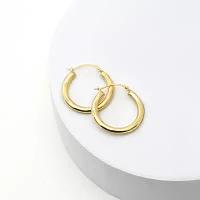 14K Gold Round Polished 21mm Hoop Earrings