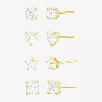 10K Gold 4 Pair Earring Set