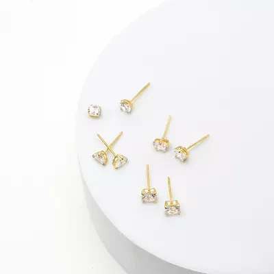 10K Gold 4 Pair Earring Set