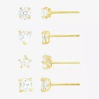 10K Gold 4 Pair Earring Set