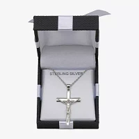 Mens Sterling Silver Cross Pendant Necklace