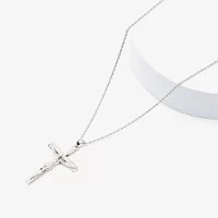 Mens Sterling Silver Cross Pendant Necklace