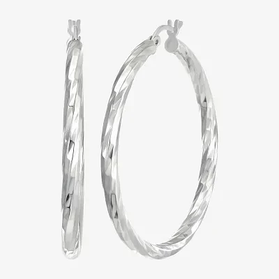 Sterling Silver 40mm Round Hoop Earrings